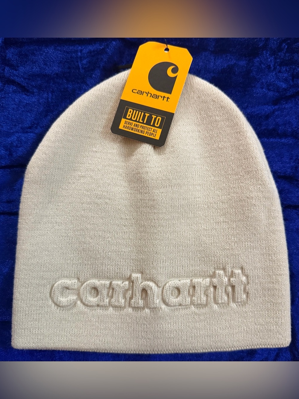Carhartt Cream Knit Beanie with Embossed Logo